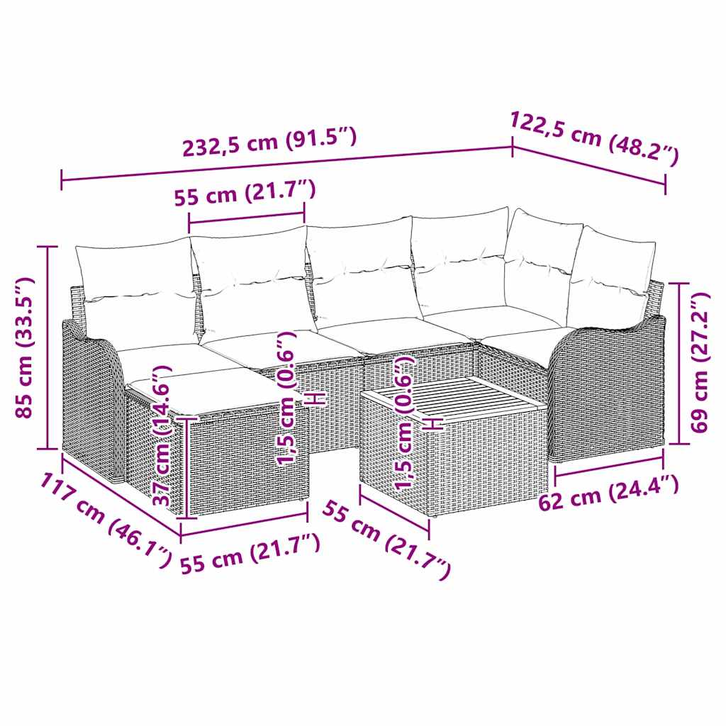 Tuinbankenset met kussen 7 pcs Zwart poly rattan is nu te koop bij PeponiXL, paradijselijk wonen!