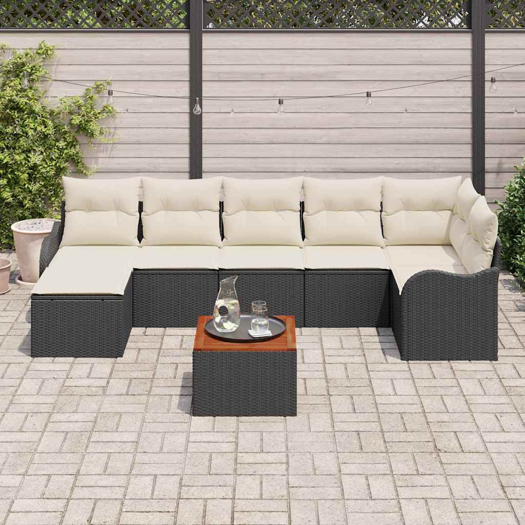 Tuinbankenset met kussen 8 pcs Zwart poly rattan is nu te koop bij PeponiXL, paradijselijk wonen!