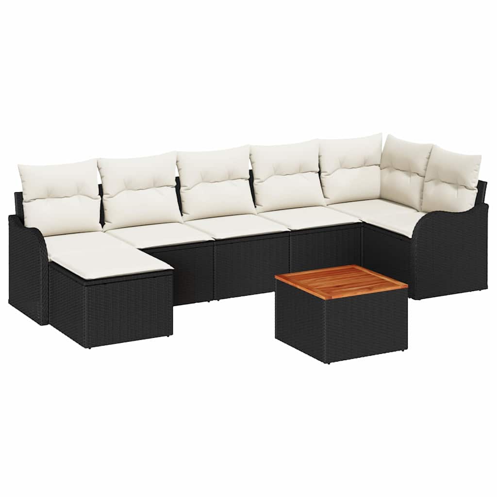 Tuinbankenset met kussen 8 pcs Zwart poly rattan is nu te koop bij PeponiXL, paradijselijk wonen!