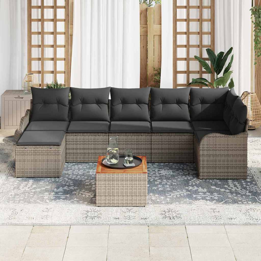 Tuinbankenset met kussen 8 pcs Grijs poly rattan is nu te koop bij PeponiXL, paradijselijk wonen!