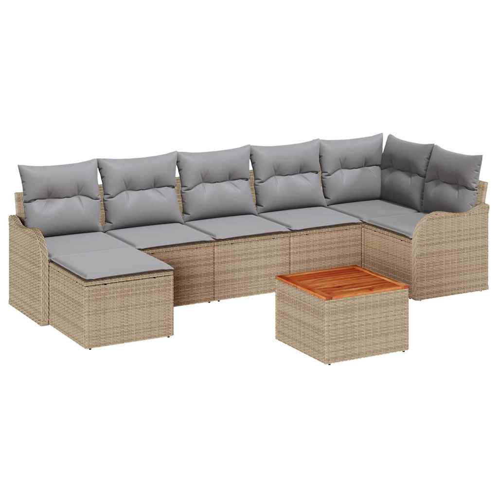Tuinbankenset met kussen 8 pcs Beige poly rattan is nu te koop bij PeponiXL, paradijselijk wonen!