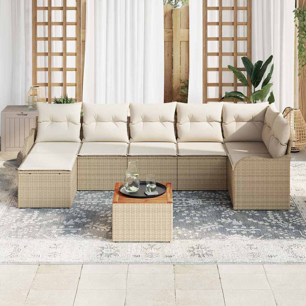 Tuinbankenset met kussen 8 pcs Beige poly rattan is nu te koop bij PeponiXL, paradijselijk wonen!