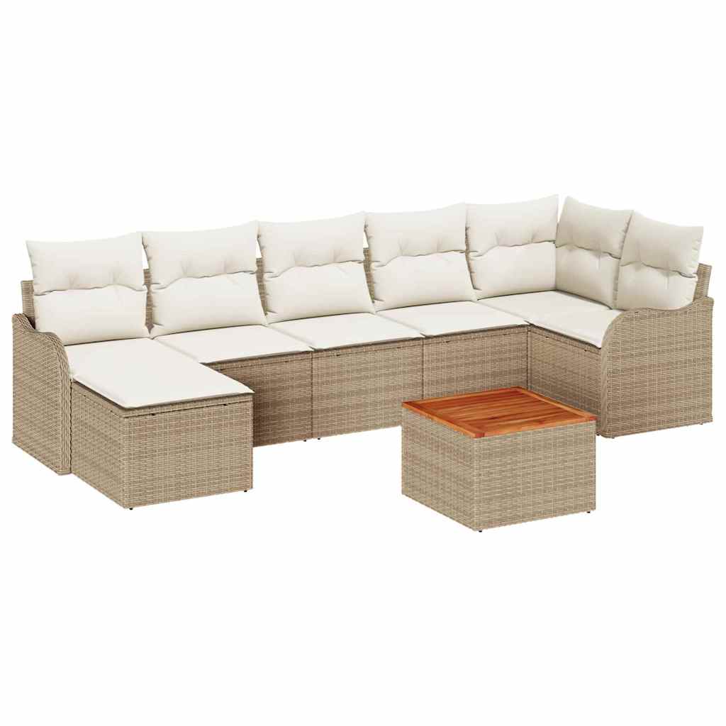 Tuinbankenset met kussen 8 pcs Beige poly rattan is nu te koop bij PeponiXL, paradijselijk wonen!