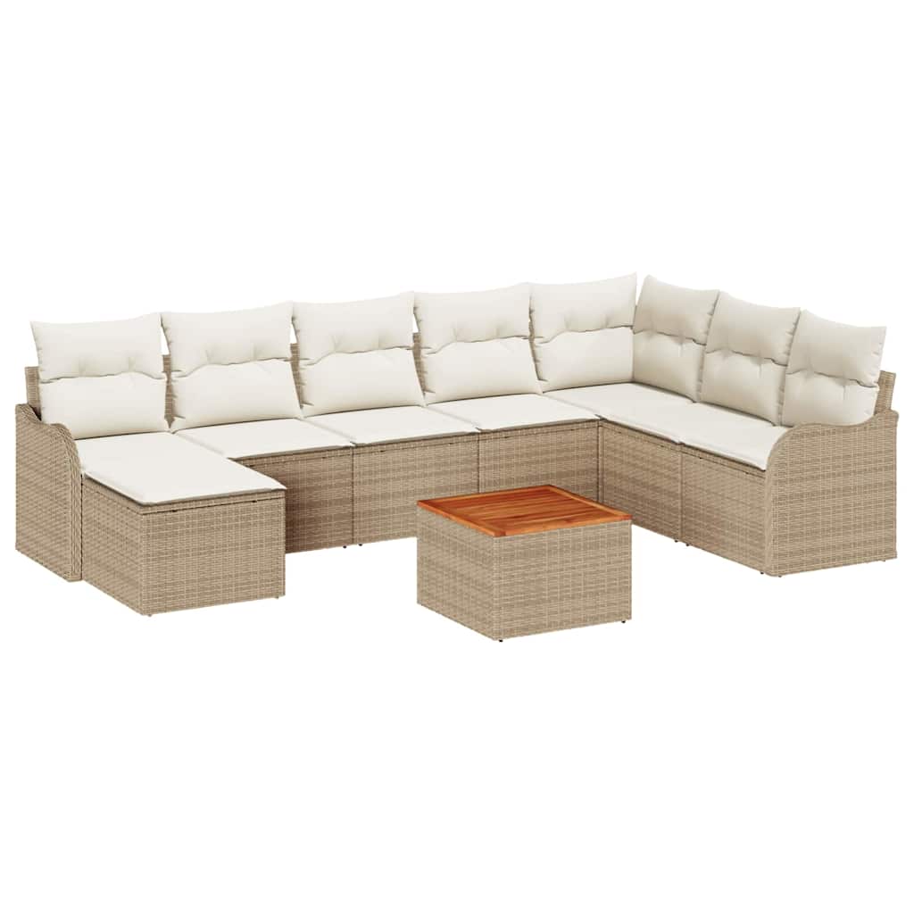 Tuinbankenset met kussen 9 pcs Beige poly rattan is nu te koop bij PeponiXL, paradijselijk wonen!