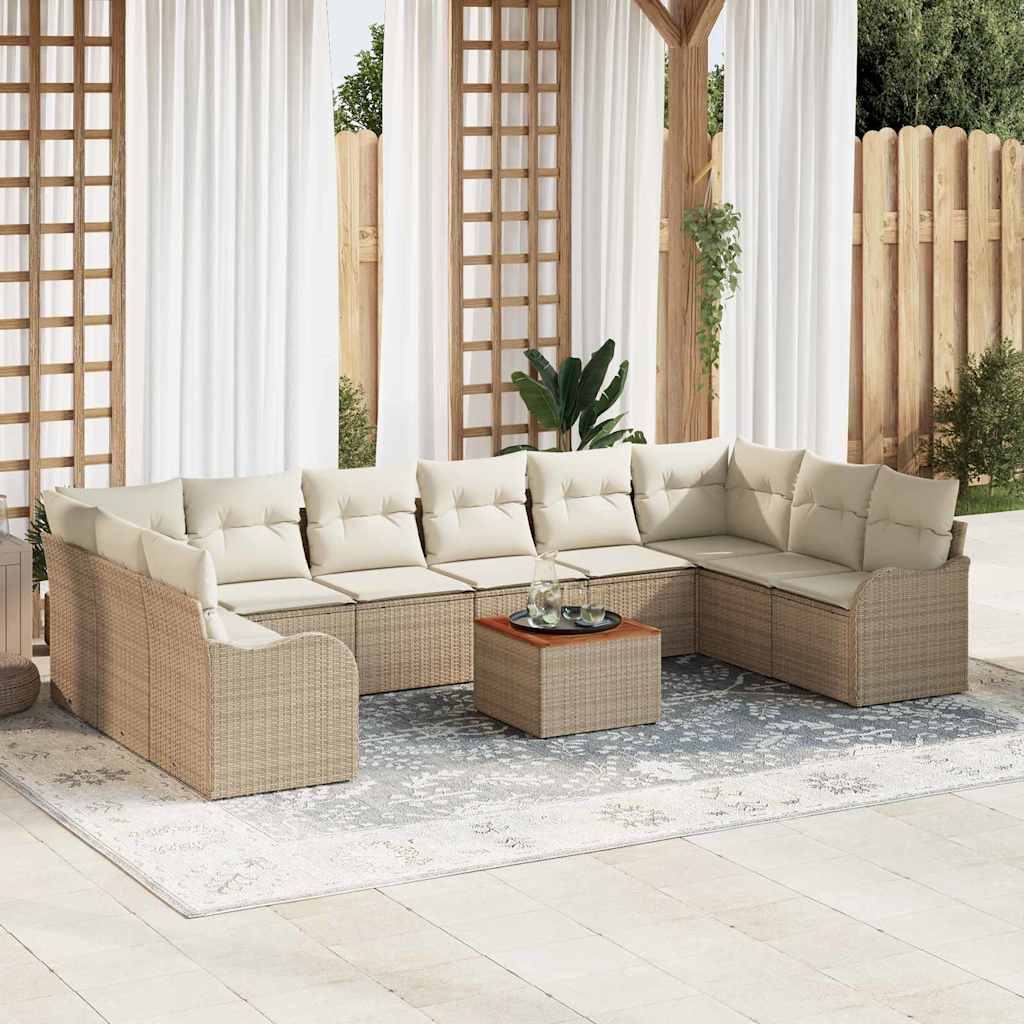 Tuinbankenset met kussen 11 pcs Beige poly rattan is nu te koop bij PeponiXL, paradijselijk wonen!