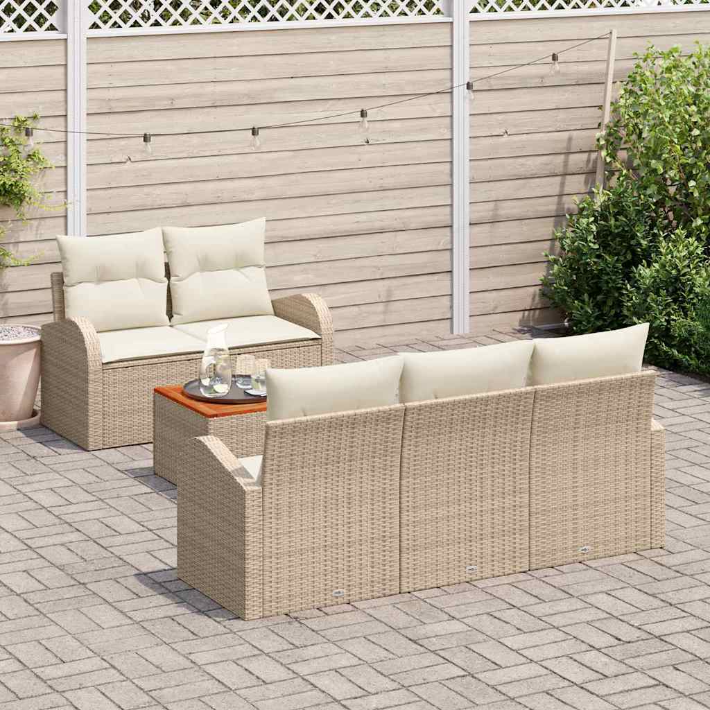Tuinbankenset met kussen 6 pcs Beige poly rattan is nu te koop bij PeponiXL, paradijselijk wonen!