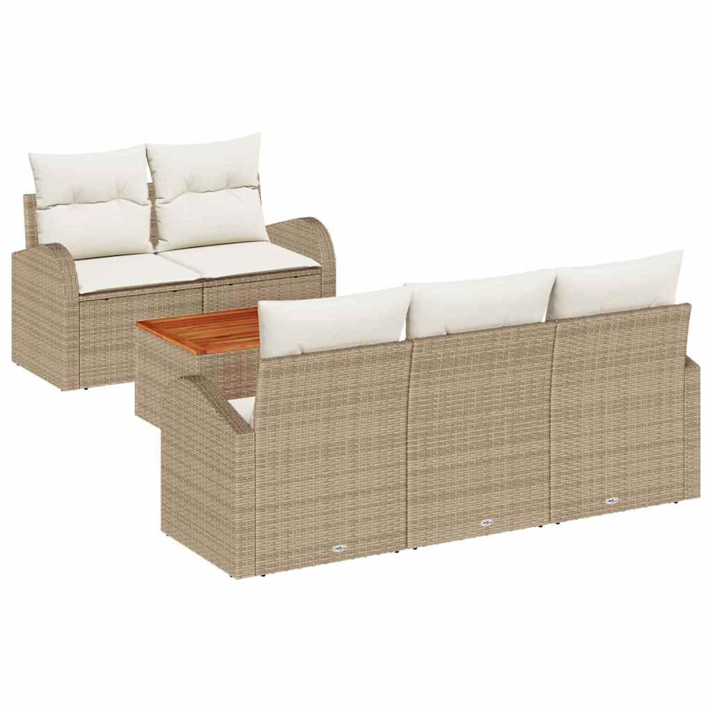 Tuinbankenset met kussen 6 pcs Beige poly rattan is nu te koop bij PeponiXL, paradijselijk wonen!