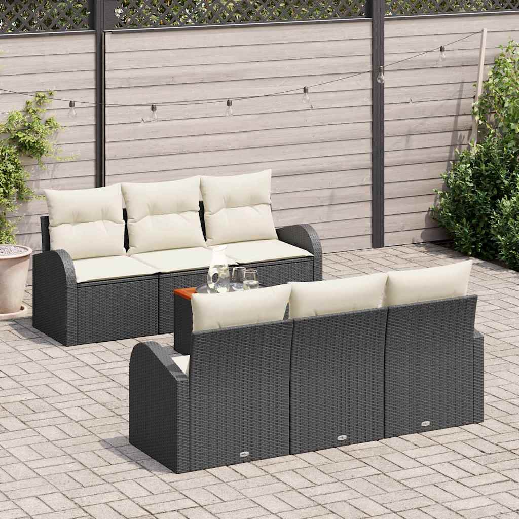 Tuinbankenset met kussen 7 pcs Zwart poly rattan is nu te koop bij PeponiXL, paradijselijk wonen!