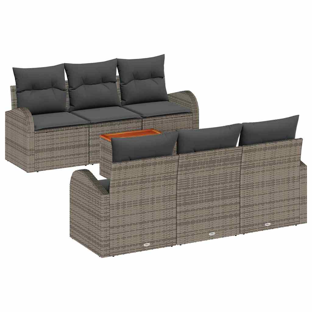 Tuinbankenset met kussen 7 pcs Grijs poly rattan is nu te koop bij PeponiXL, paradijselijk wonen!
