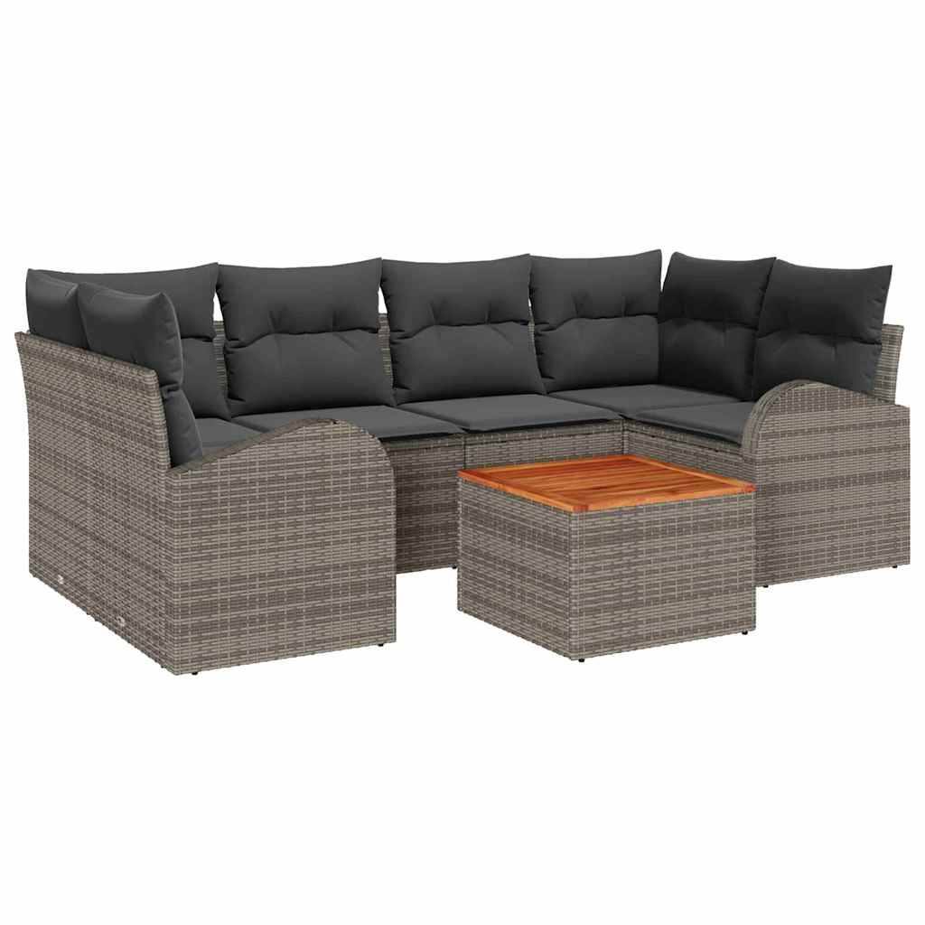 Tuinbankenset met kussen 7 pcs Grijs poly rattan is nu te koop bij PeponiXL, paradijselijk wonen!
