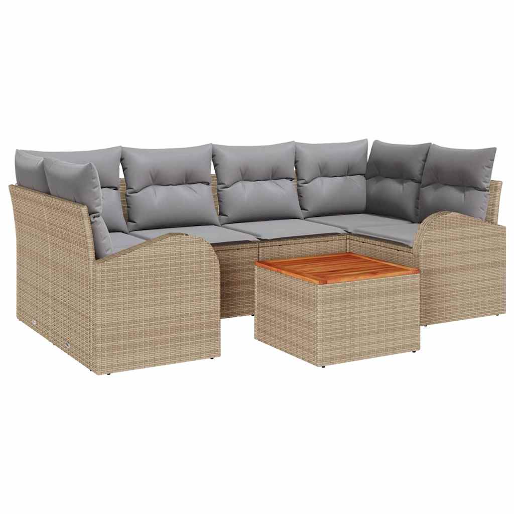 Tuinbankenset met kussen 7 pcs Beige poly rattan is nu te koop bij PeponiXL, paradijselijk wonen!