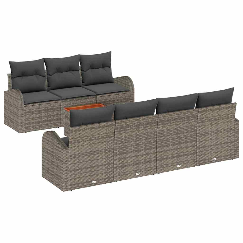 Tuinbankenset met kussen 8 pcs Grijs poly rattan is nu te koop bij PeponiXL, paradijselijk wonen!