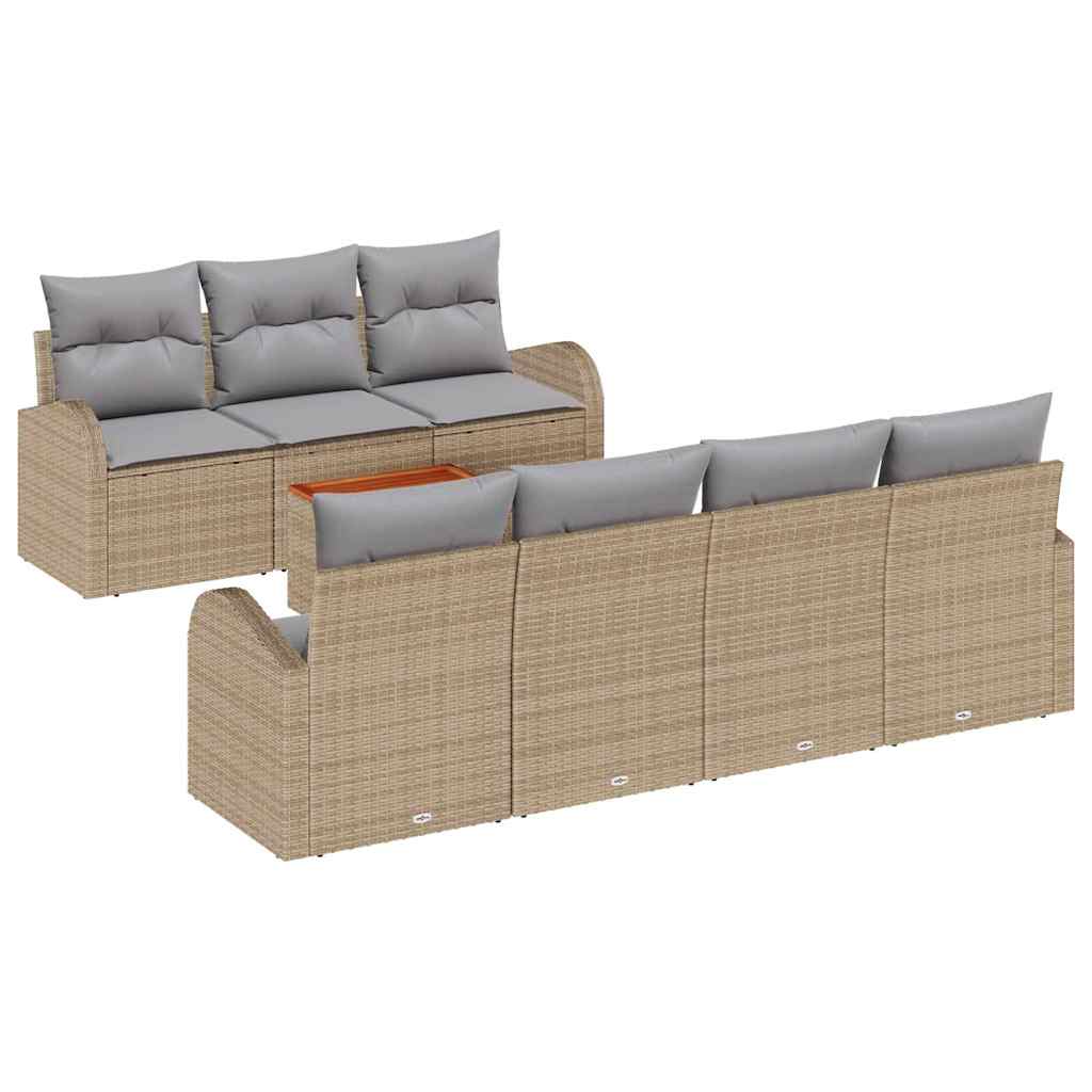 Tuinbankenset met kussen 8 pcs Beige poly rattan is nu te koop bij PeponiXL, paradijselijk wonen!