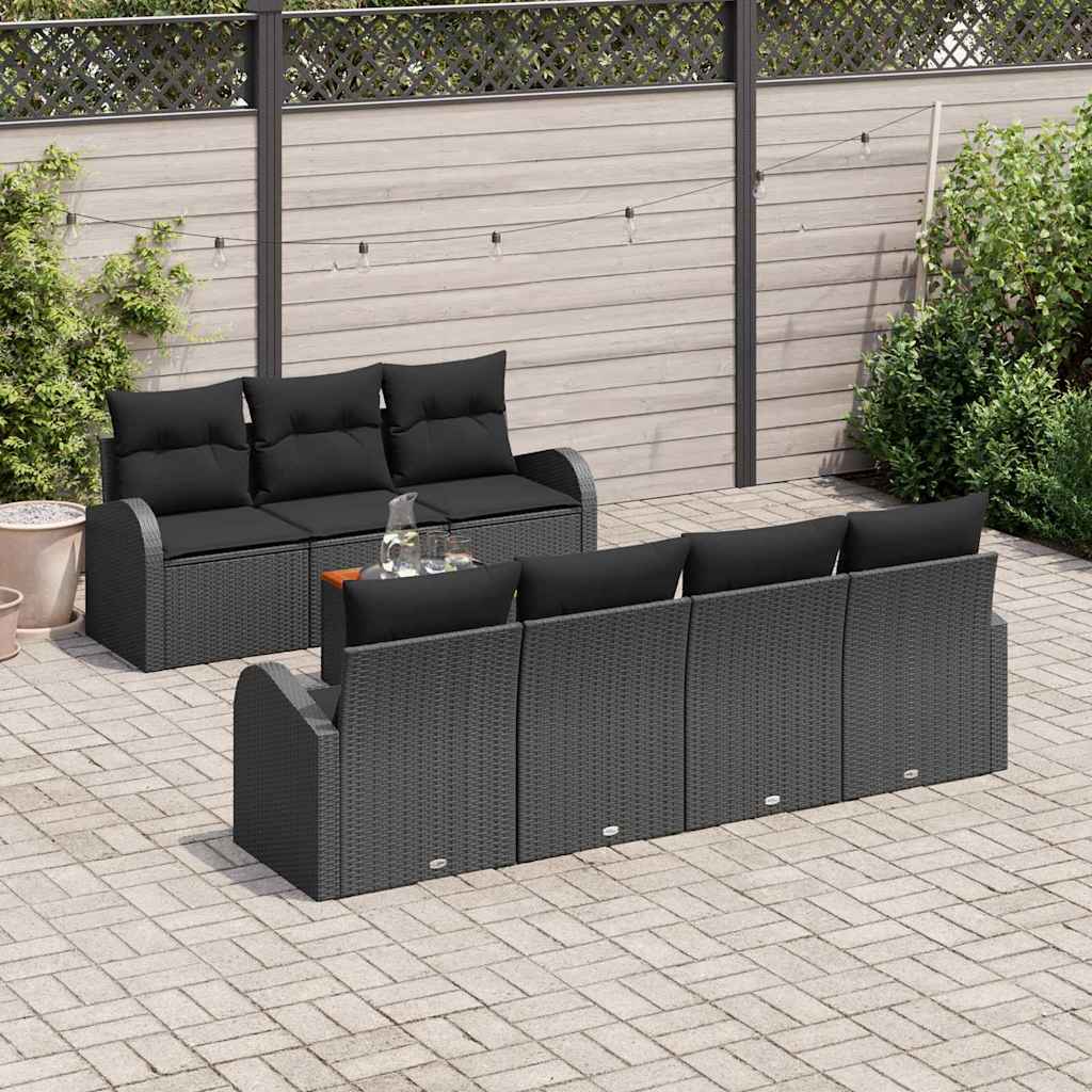 Tuinbankenset met kussen 8 pcs Zwart poly rattan is nu te koop bij PeponiXL, paradijselijk wonen!