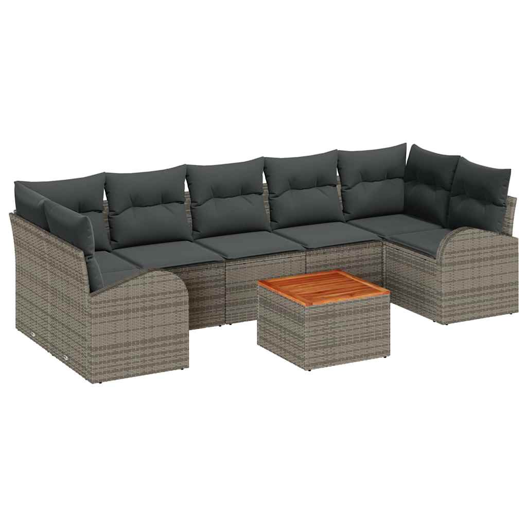 Tuinbankenset met kussen 8 pcs Grijs poly rattan is nu te koop bij PeponiXL, paradijselijk wonen!