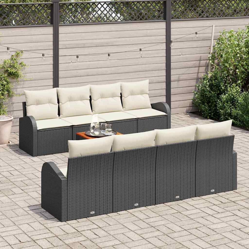 Tuinbankenset met kussen 9 pcs Zwart poly rattan is nu te koop bij PeponiXL, paradijselijk wonen!