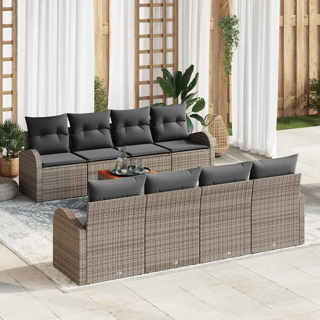 Tuinbankenset met kussen 9 pcs Grijs poly rattan is nu te koop bij PeponiXL, paradijselijk wonen!