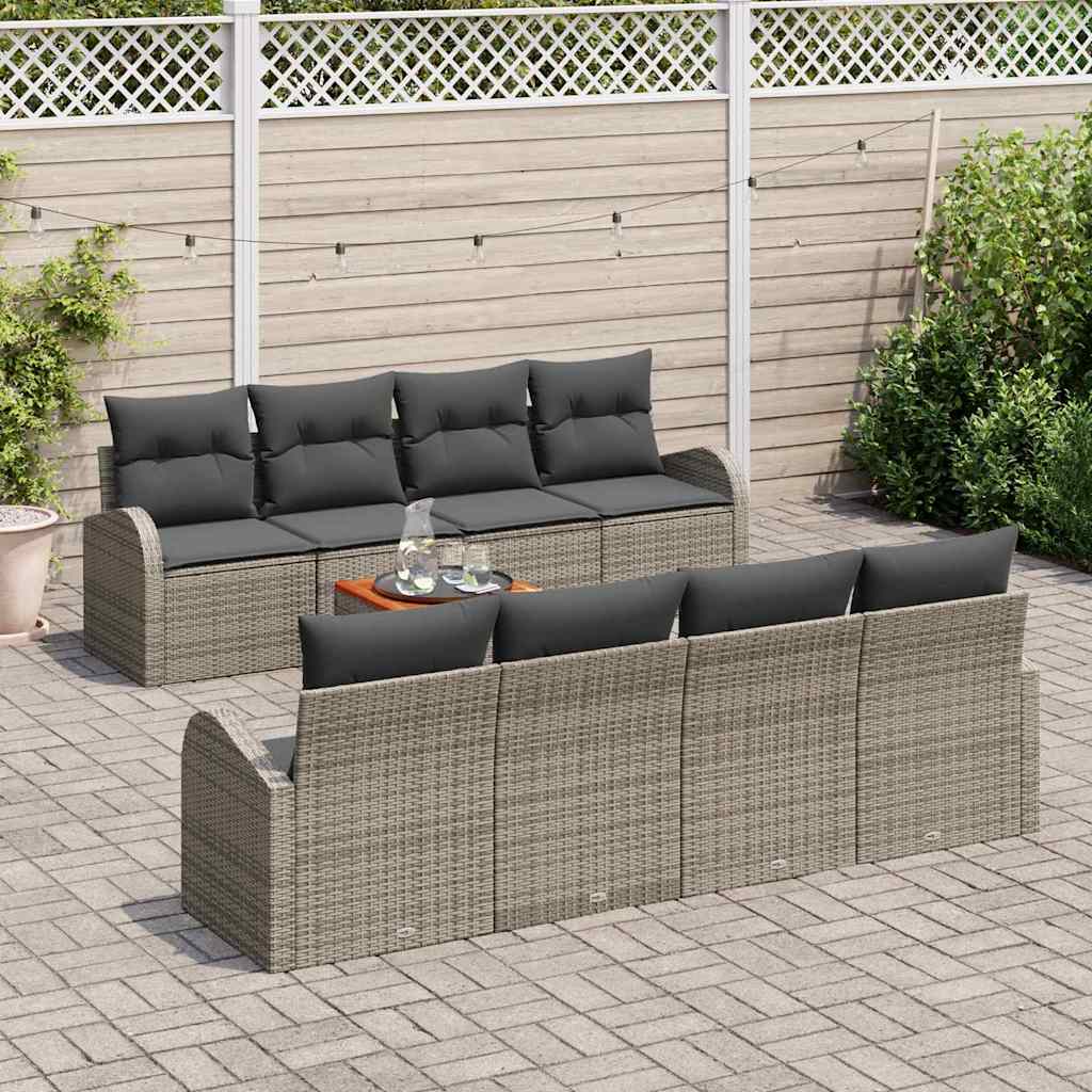 Tuinbankenset met kussen 9 pcs Grijs poly rattan is nu te koop bij PeponiXL, paradijselijk wonen!