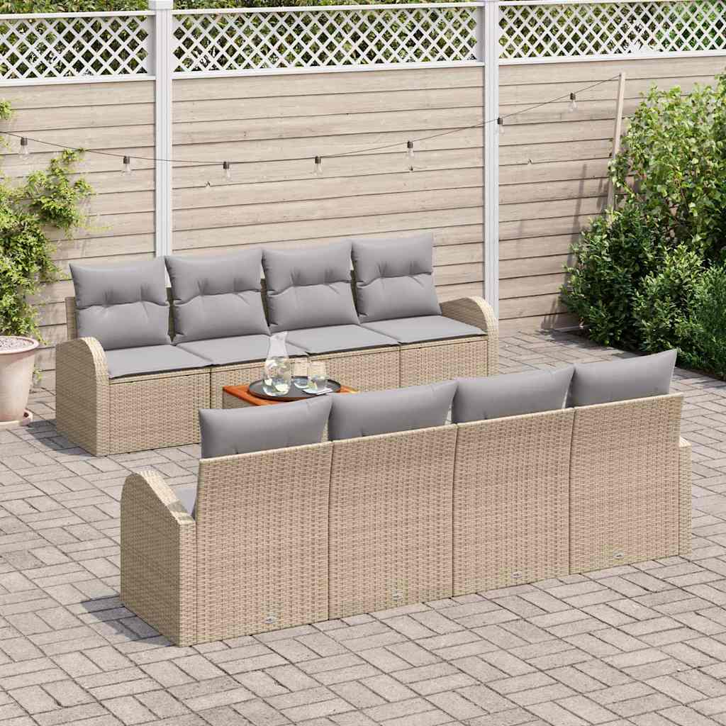Tuinbankenset met kussen 9 pcs Beige poly rattan is nu te koop bij PeponiXL, paradijselijk wonen!