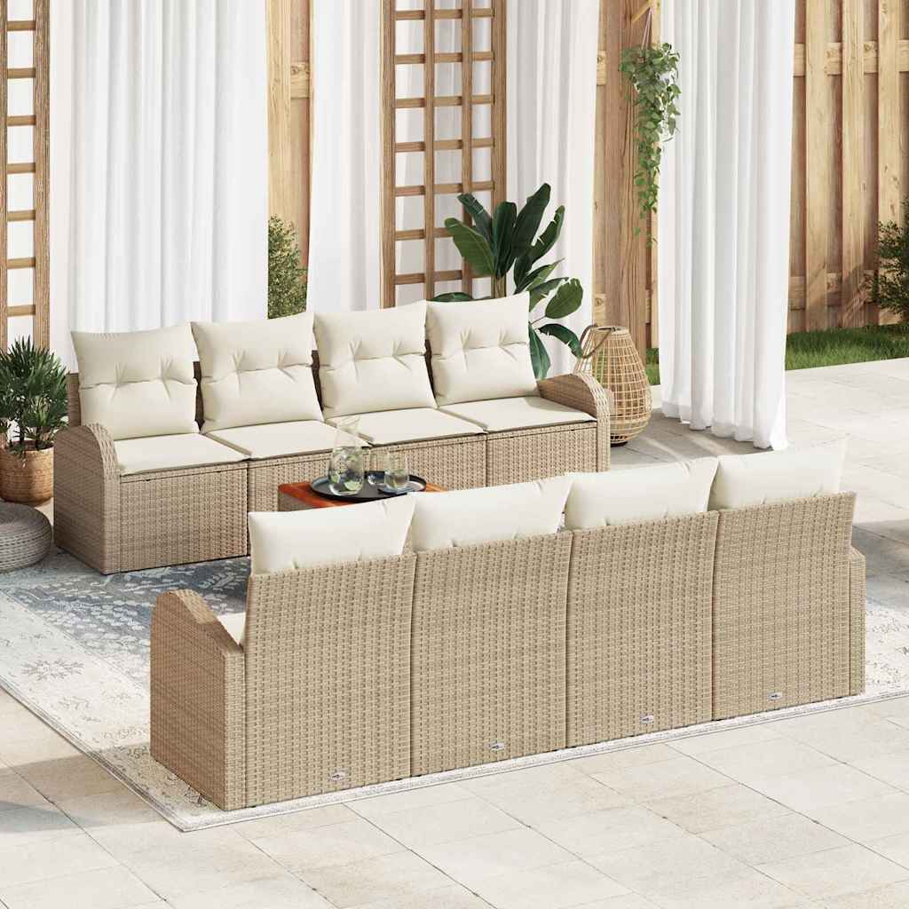 Tuinbankenset met kussen 9 pcs Beige poly rattan is nu te koop bij PeponiXL, paradijselijk wonen!