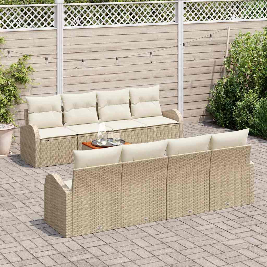Tuinbankenset met kussen 9 pcs Beige poly rattan is nu te koop bij PeponiXL, paradijselijk wonen!
