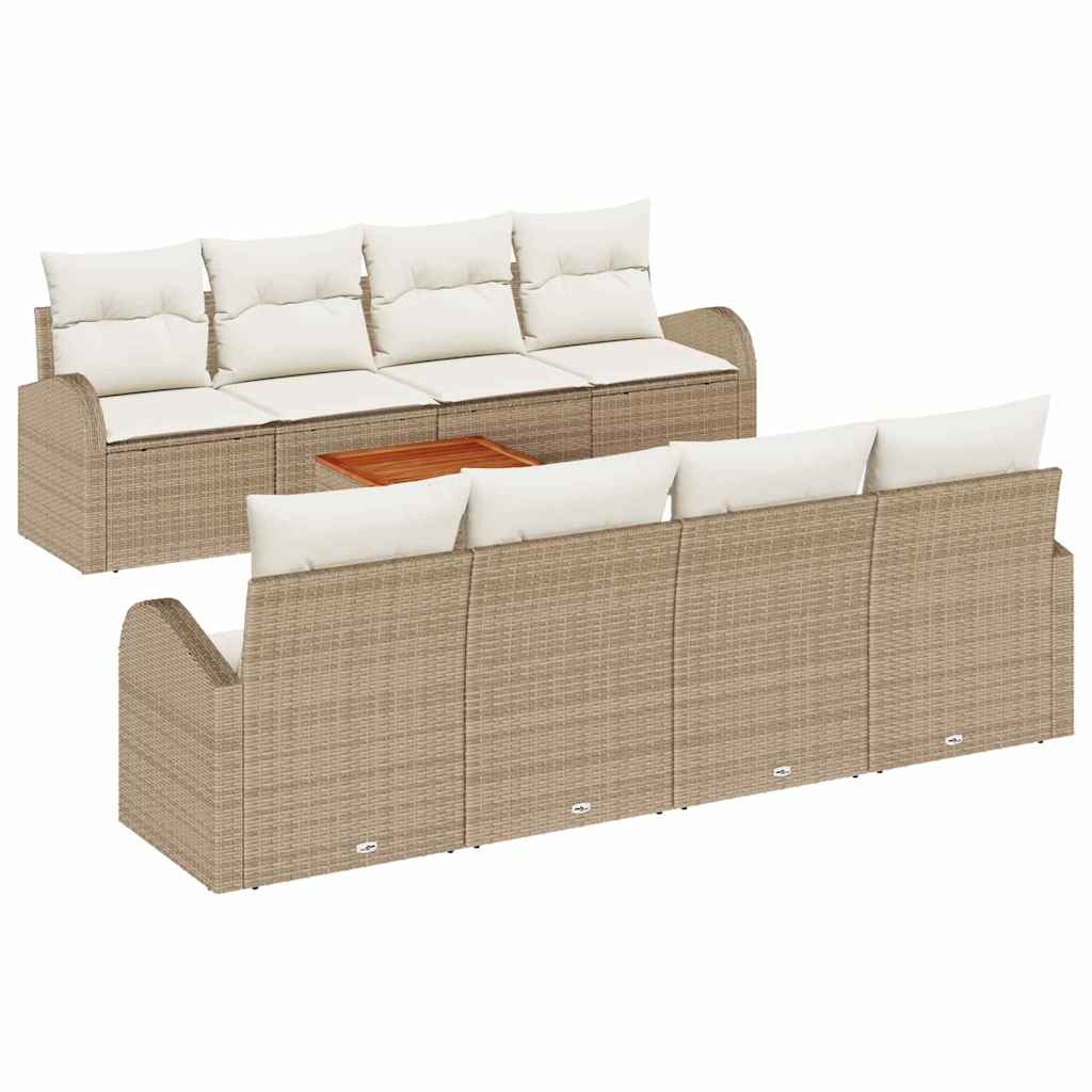 Tuinbankenset met kussen 9 pcs Beige poly rattan is nu te koop bij PeponiXL, paradijselijk wonen!