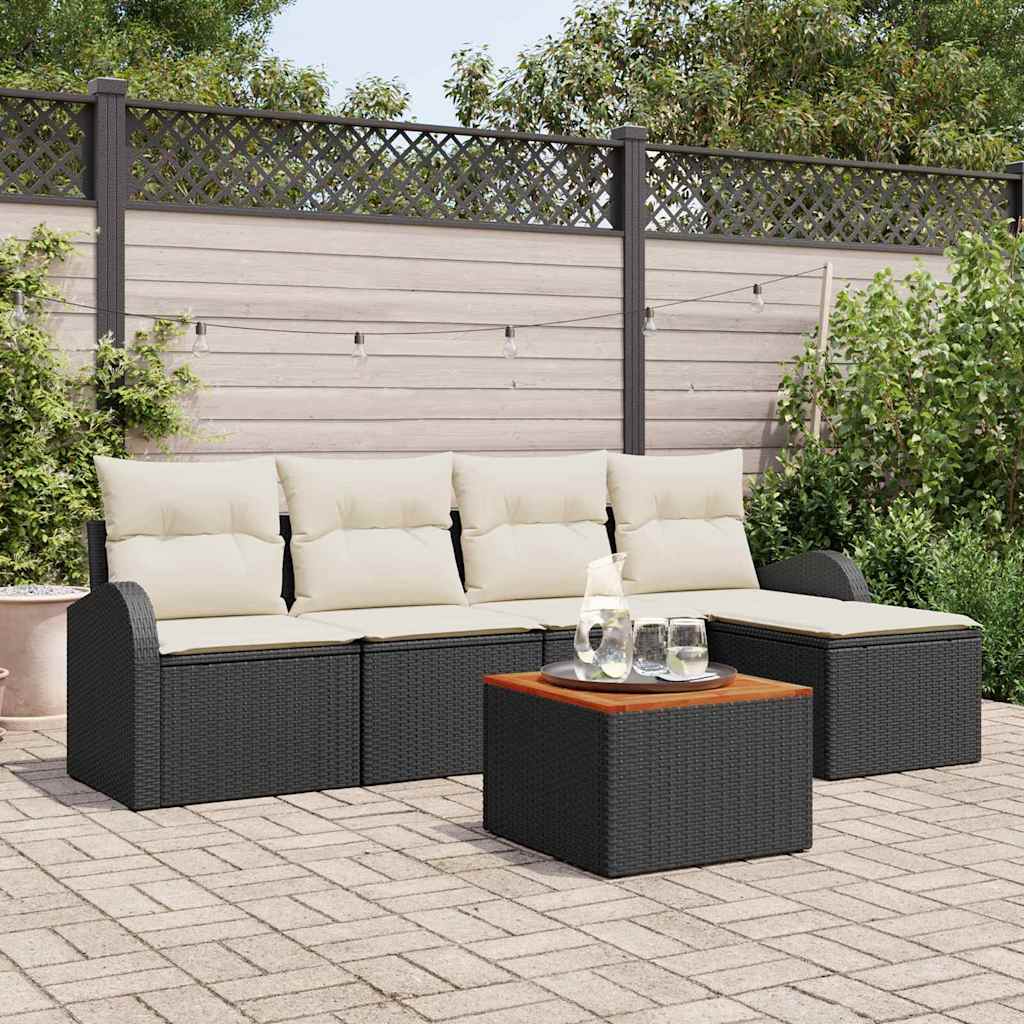 Tuinbankenset met kussen 6 pcs Zwart poly rattan is nu te koop bij PeponiXL, paradijselijk wonen!