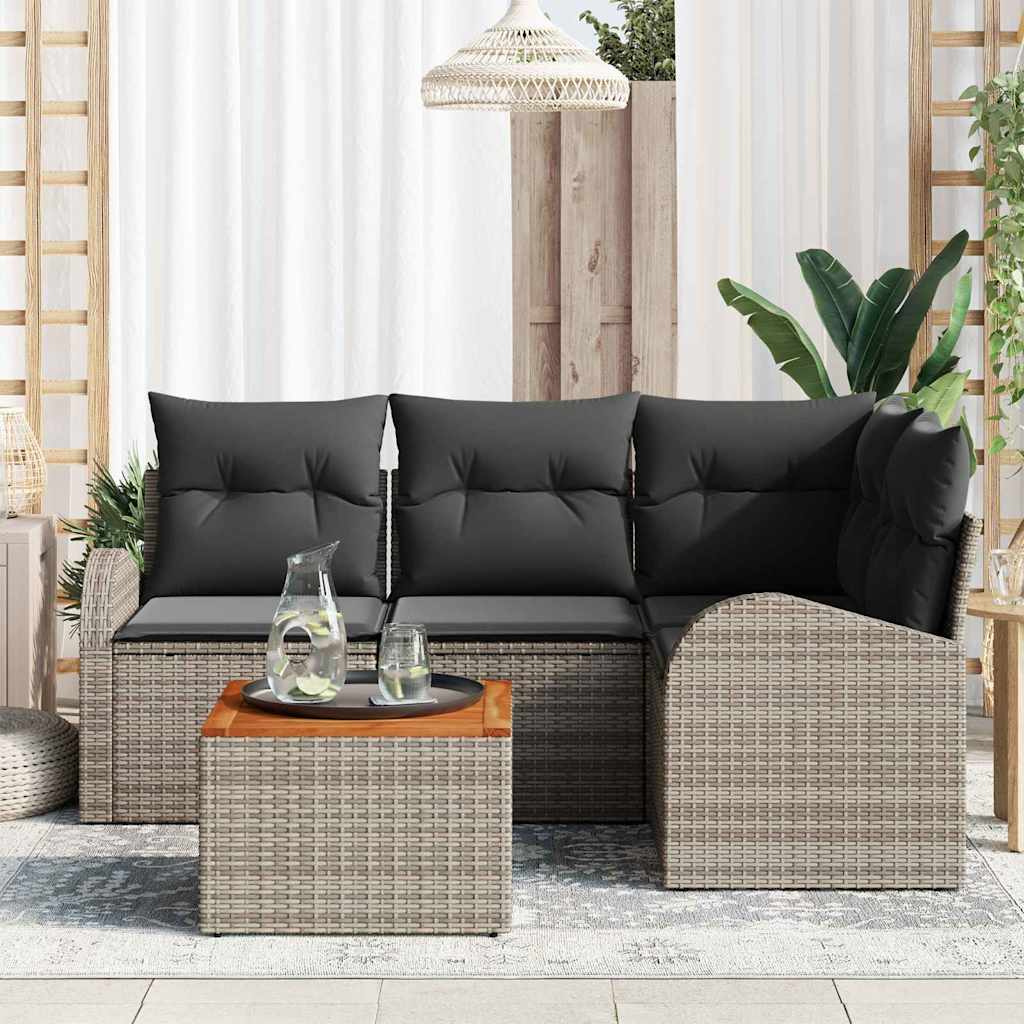 Tuinbankenset met kussen 5 pcs Grijs poly rattan is nu te koop bij PeponiXL, paradijselijk wonen!