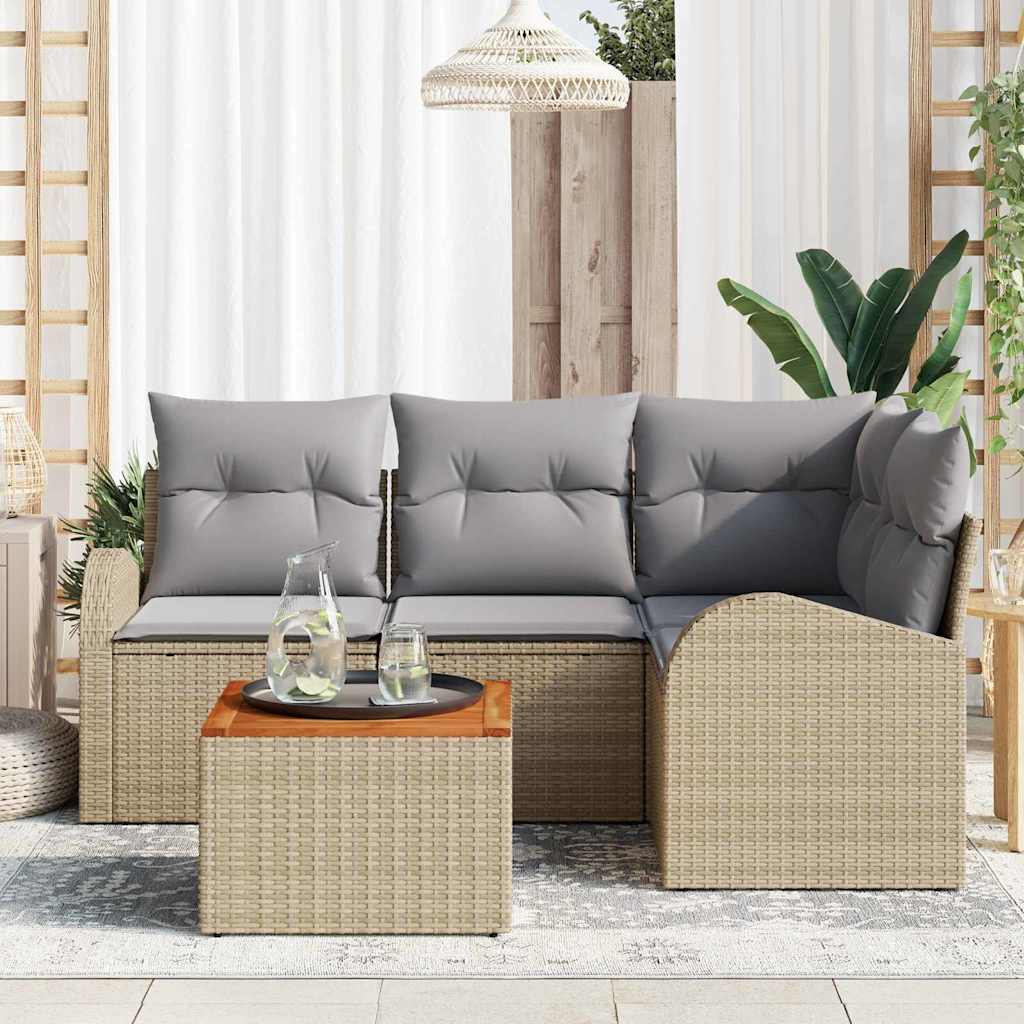 Tuinbankenset met kussen 5 pcs Beige poly rattan is nu te koop bij PeponiXL, paradijselijk wonen!