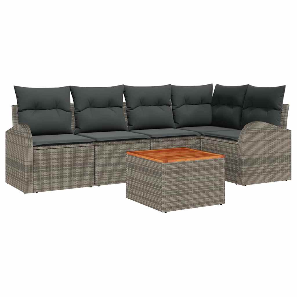 Tuinbankenset met kussen 6 pcs Grijs poly rattan is nu te koop bij PeponiXL, paradijselijk wonen!