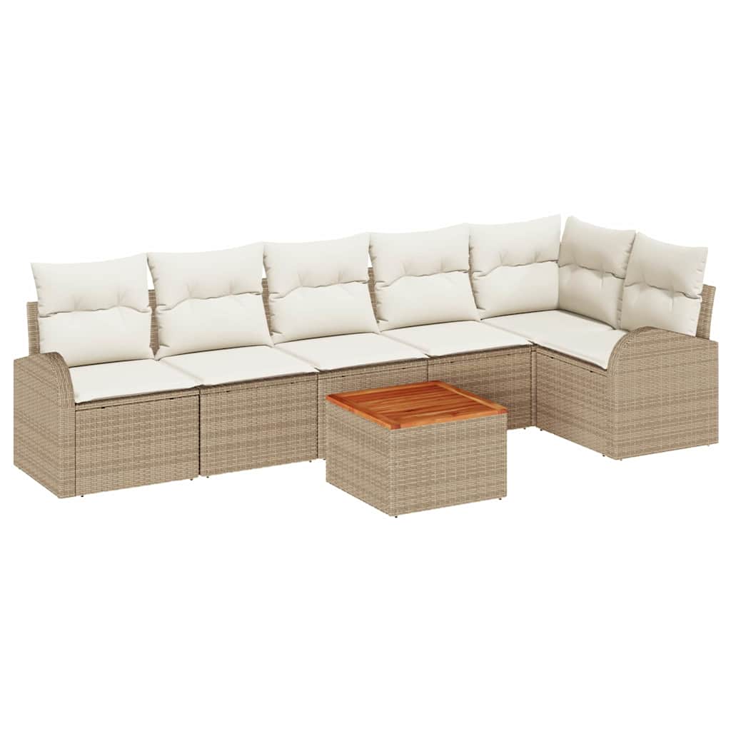 Tuinbankenset met kussen 7 pcs Beige poly rattan is nu te koop bij PeponiXL, paradijselijk wonen!