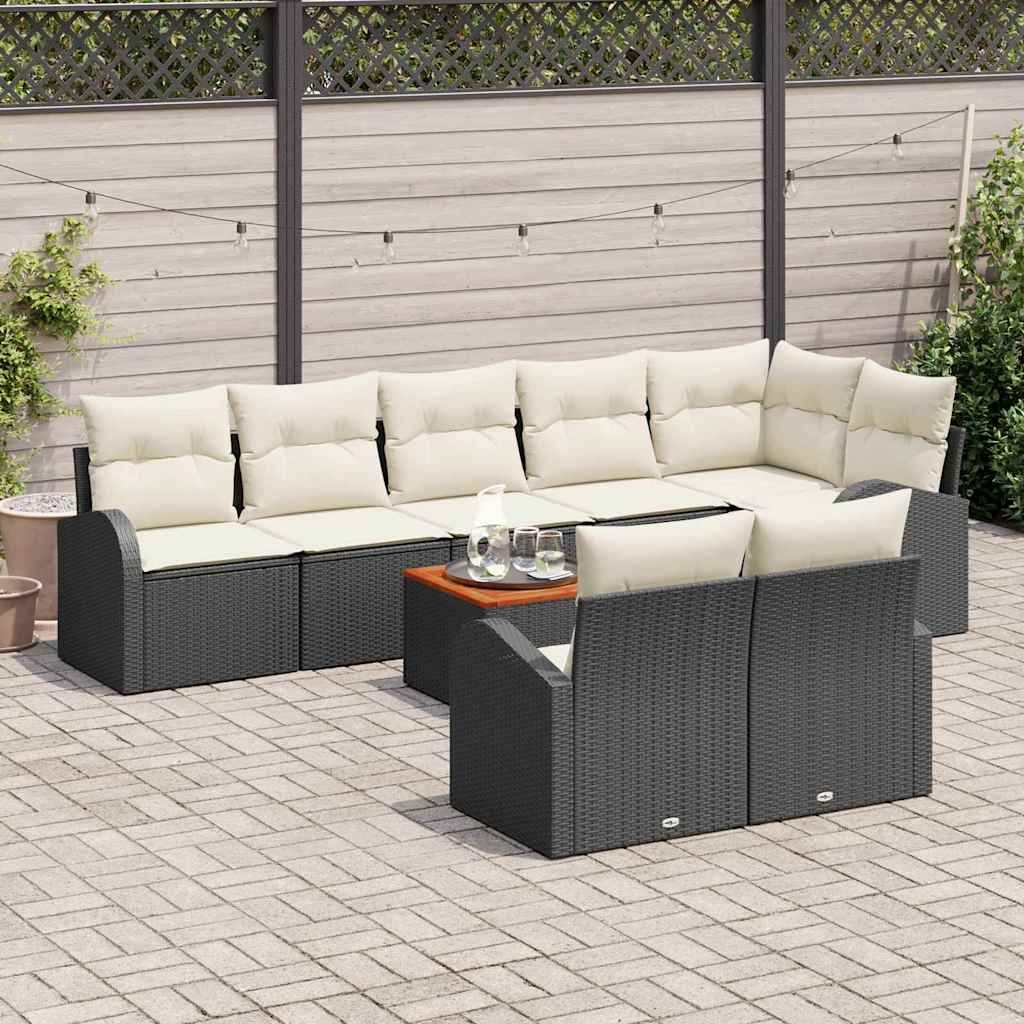 Tuinbankenset met kussen 9 pcs Zwart poly rattan is nu te koop bij PeponiXL, paradijselijk wonen!