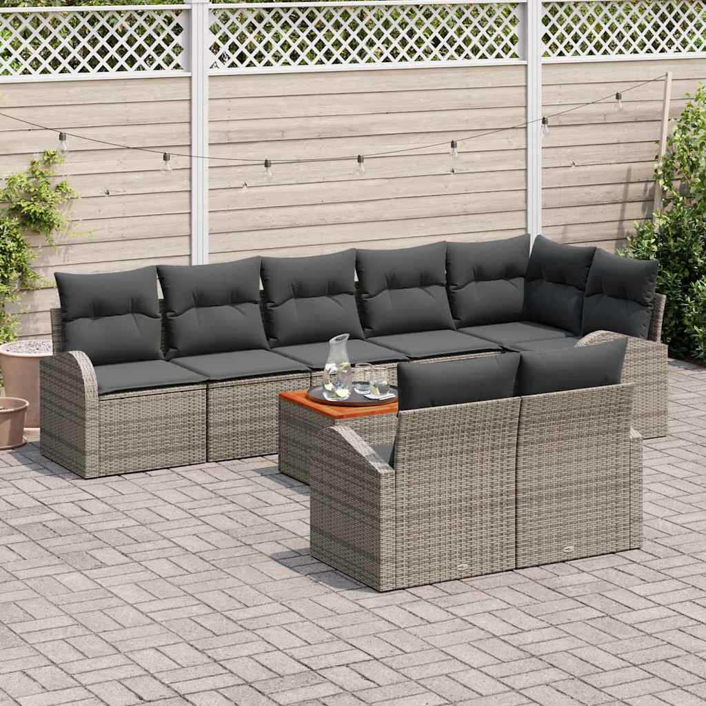 Tuinbankenset met kussen 9 pcs Grijs poly rattan is nu te koop bij PeponiXL, paradijselijk wonen!