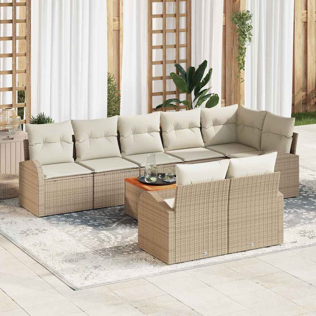 Tuinbankenset met kussen 9 pcs Beige poly rattan is nu te koop bij PeponiXL, paradijselijk wonen!