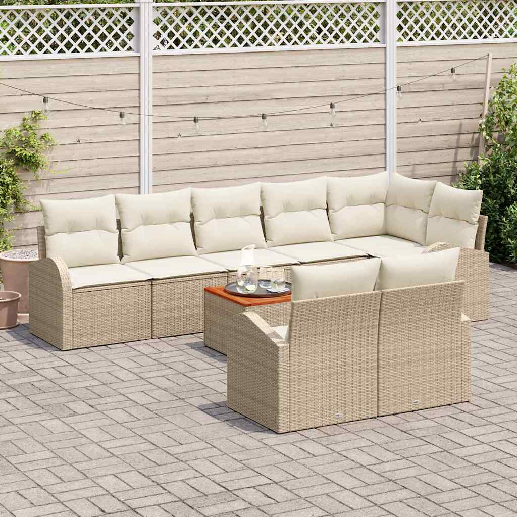 Tuinbankenset met kussen 9 pcs Beige poly rattan is nu te koop bij PeponiXL, paradijselijk wonen!