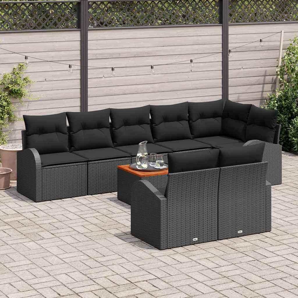 Tuinbankenset met kussen 9 pcs Zwart poly rattan is nu te koop bij PeponiXL, paradijselijk wonen!