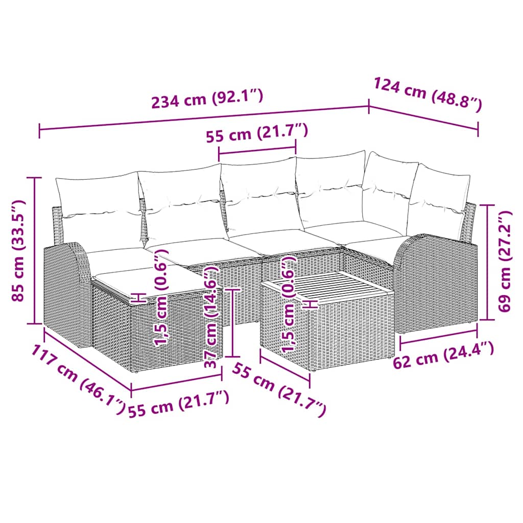 Tuinbankenset met kussen 7 pcs Beige poly rattan is nu te koop bij PeponiXL, paradijselijk wonen!