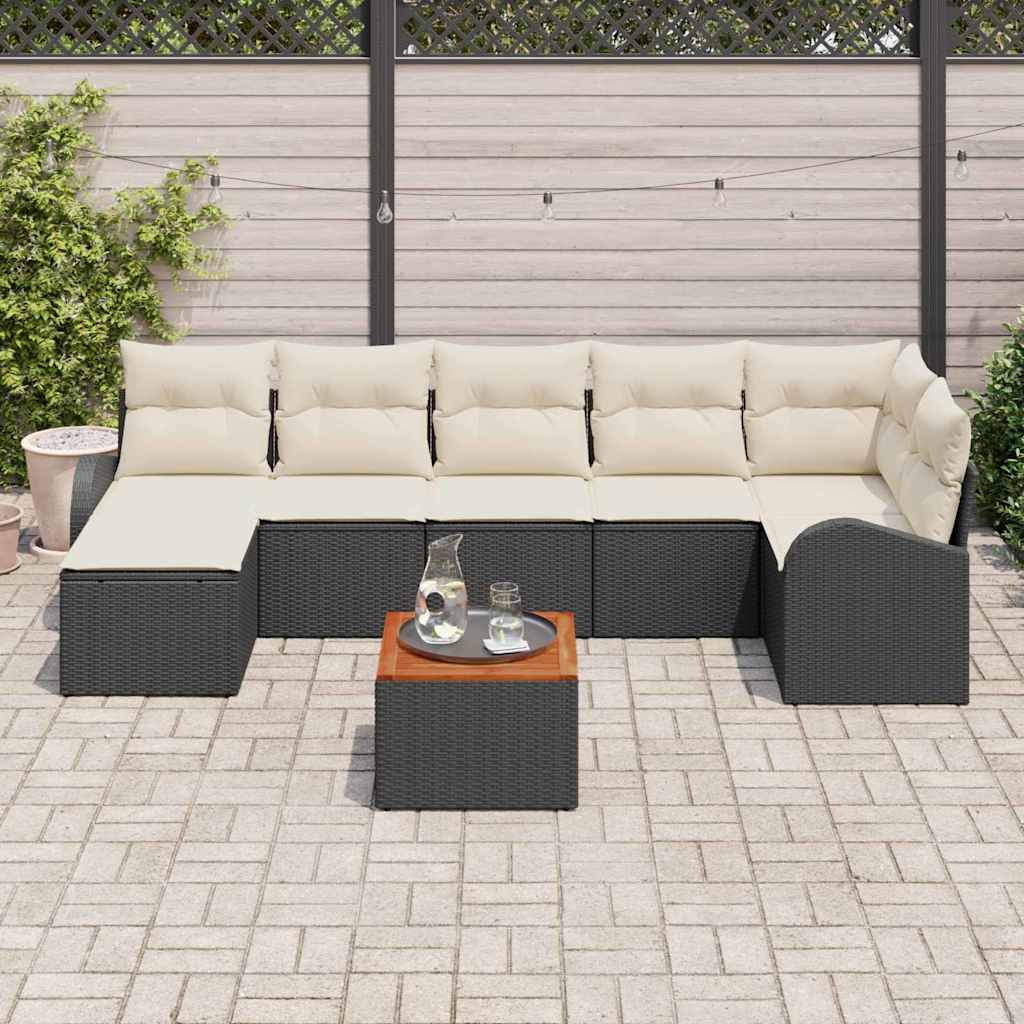 Tuinbankenset met kussen 8 pcs Zwart poly rattan is nu te koop bij PeponiXL, paradijselijk wonen!