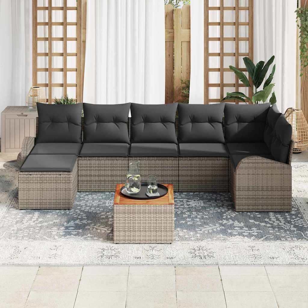 Tuinbankenset met kussen 8 pcs Grijs poly rattan is nu te koop bij PeponiXL, paradijselijk wonen!