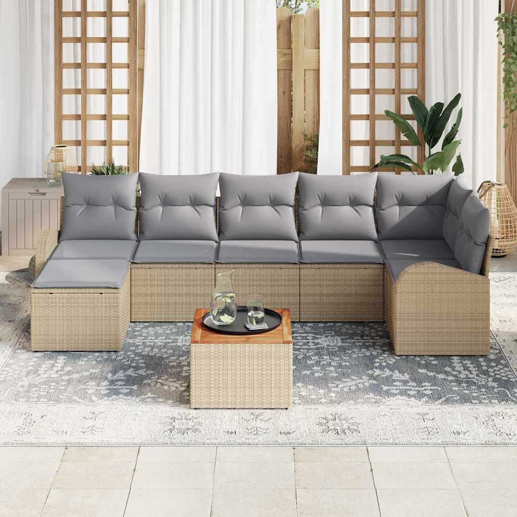 Tuinbankenset met kussen 8 pcs Beige poly rattan is nu te koop bij PeponiXL, paradijselijk wonen!