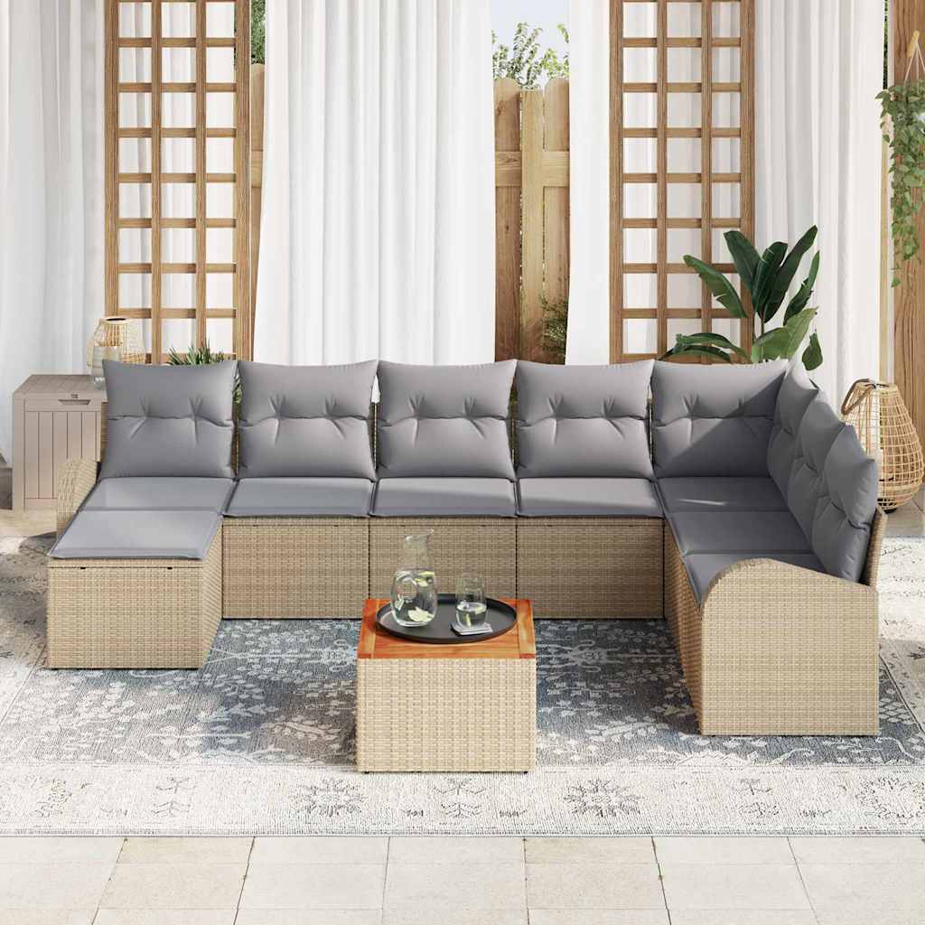Tuinbankenset met kussen 9 pcs Beige poly rattan is nu te koop bij PeponiXL, paradijselijk wonen!