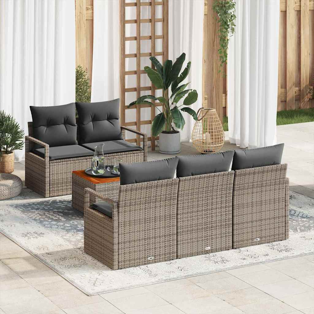 Tuinbankenset met kussen 6 pcs Grijs poly rattan is nu te koop bij PeponiXL, paradijselijk wonen!