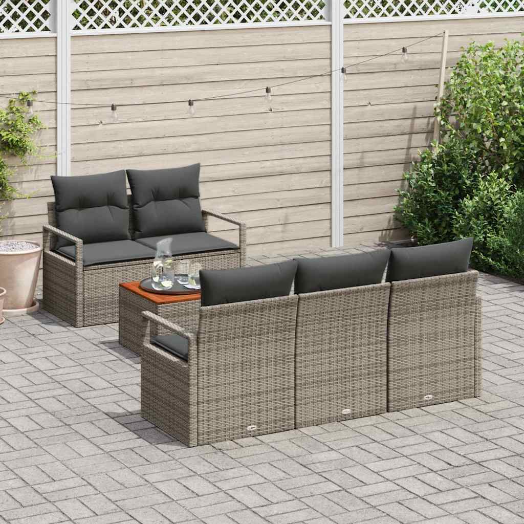 Tuinbankenset met kussen 6 pcs Grijs poly rattan is nu te koop bij PeponiXL, paradijselijk wonen!