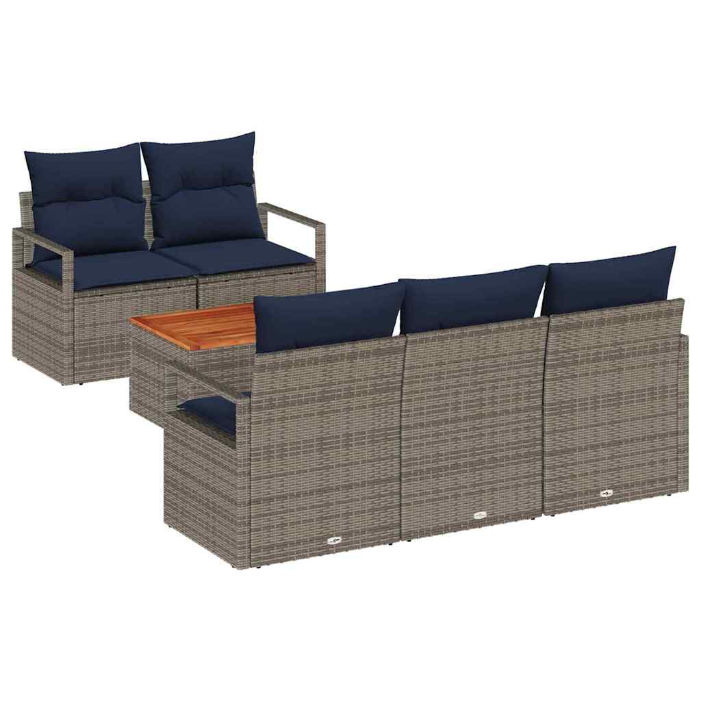 Tuinbankenset met kussen 6 pcs Grijs poly rattan is nu te koop bij PeponiXL, paradijselijk wonen!