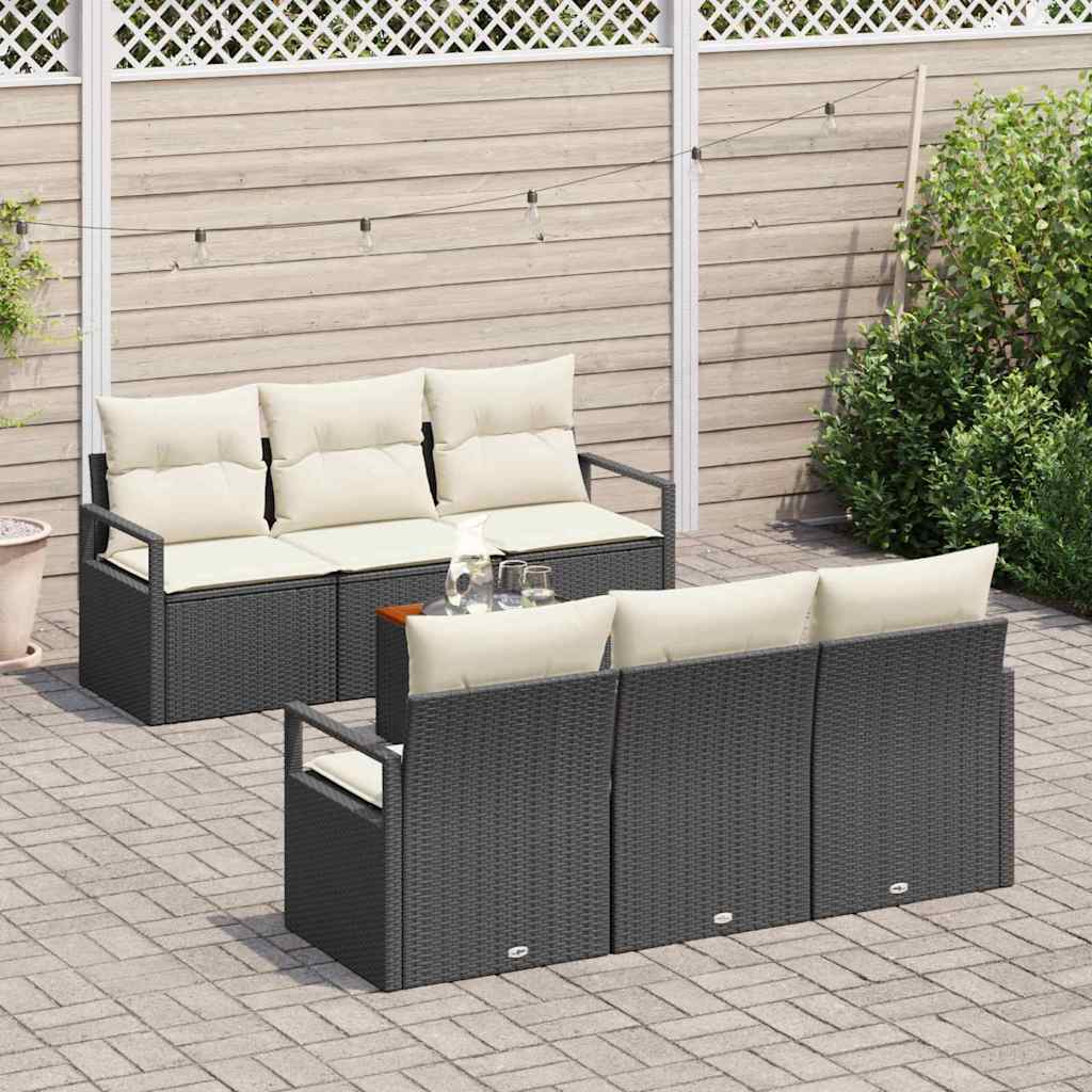 Tuinbankenset met kussen 7 pcs Zwart poly rattan is nu te koop bij PeponiXL, paradijselijk wonen!