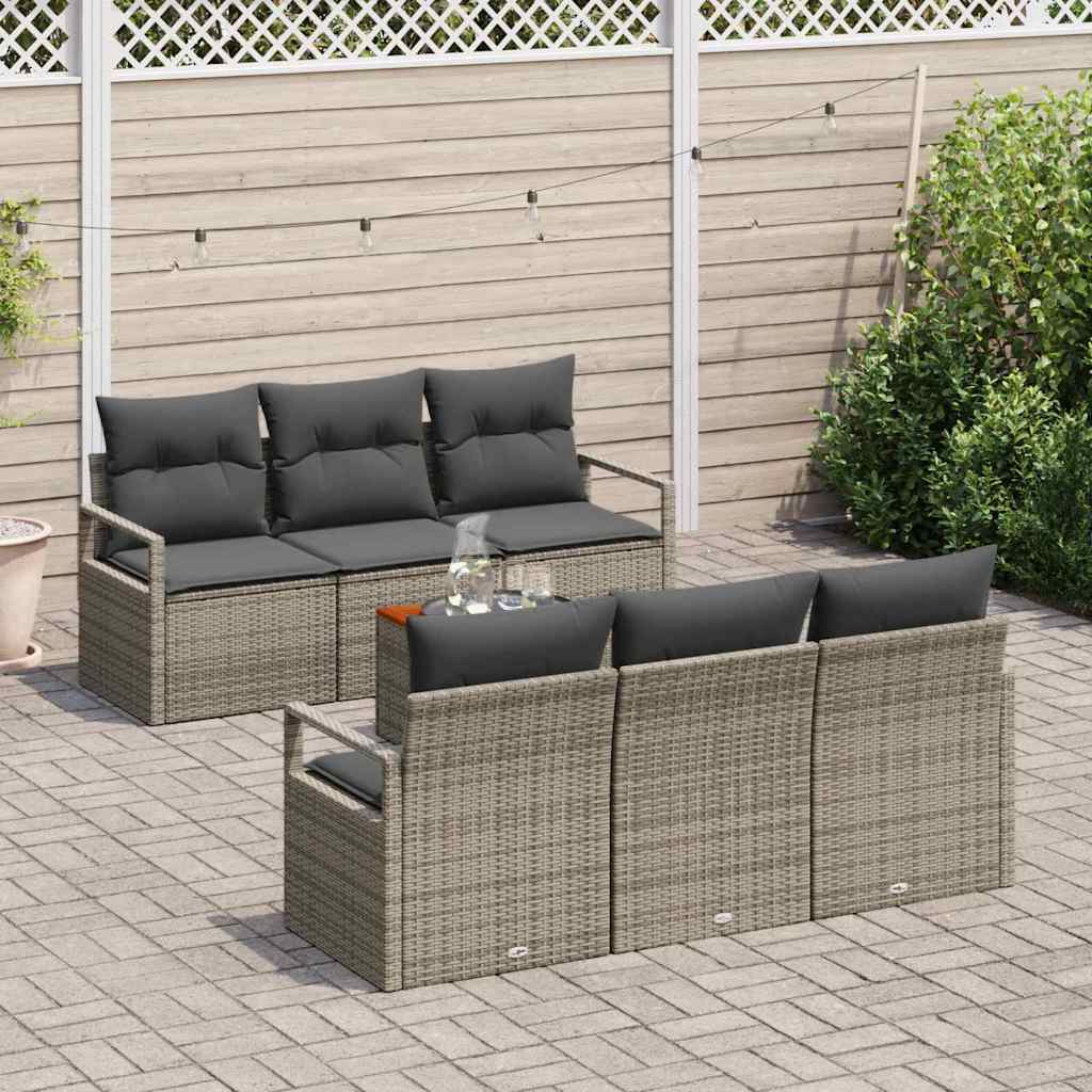 Tuinbankenset met kussen 7 pcs Grijs poly rattan is nu te koop bij PeponiXL, paradijselijk wonen!