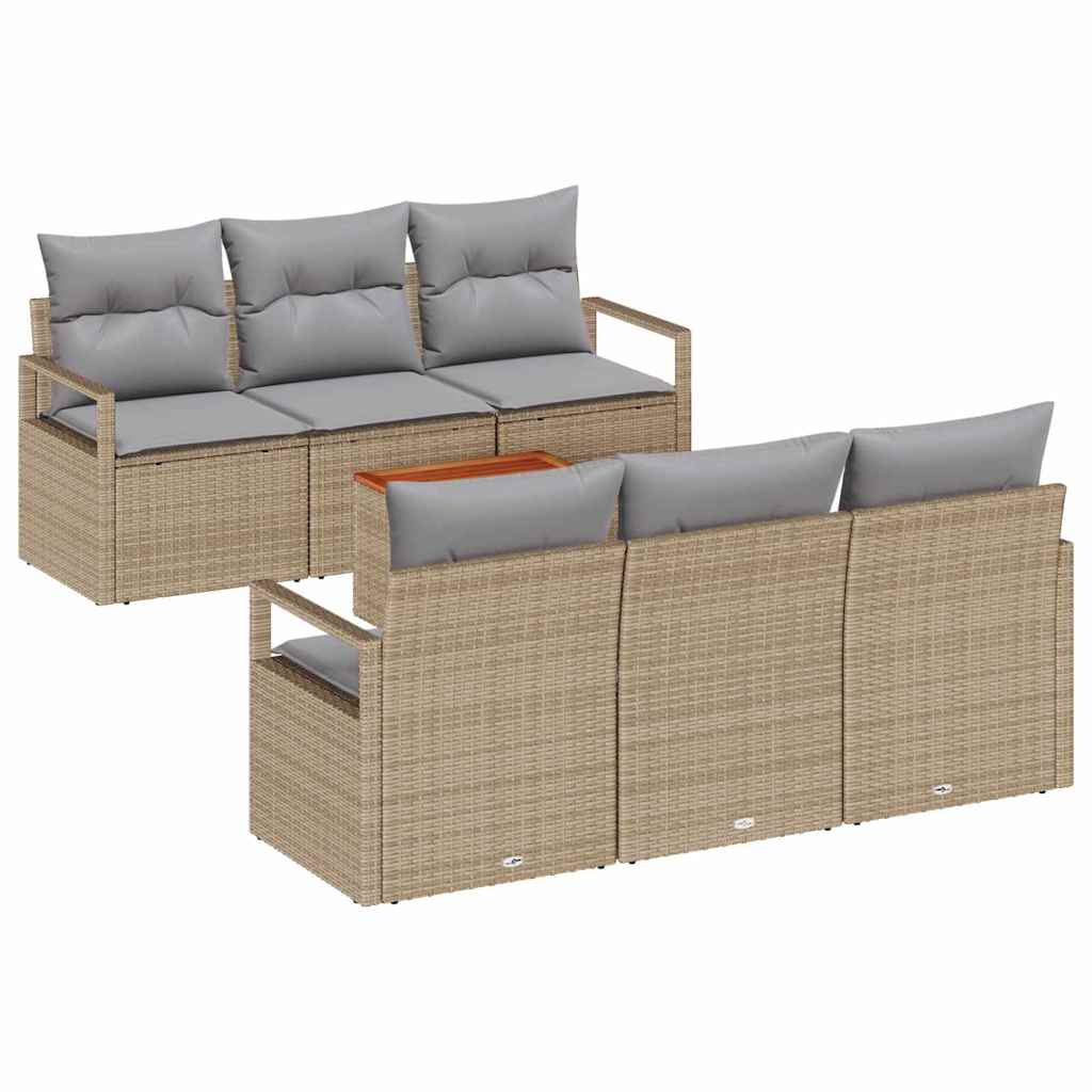 Tuinbankenset met kussen 7 pcs Beige poly rattan is nu te koop bij PeponiXL, paradijselijk wonen!