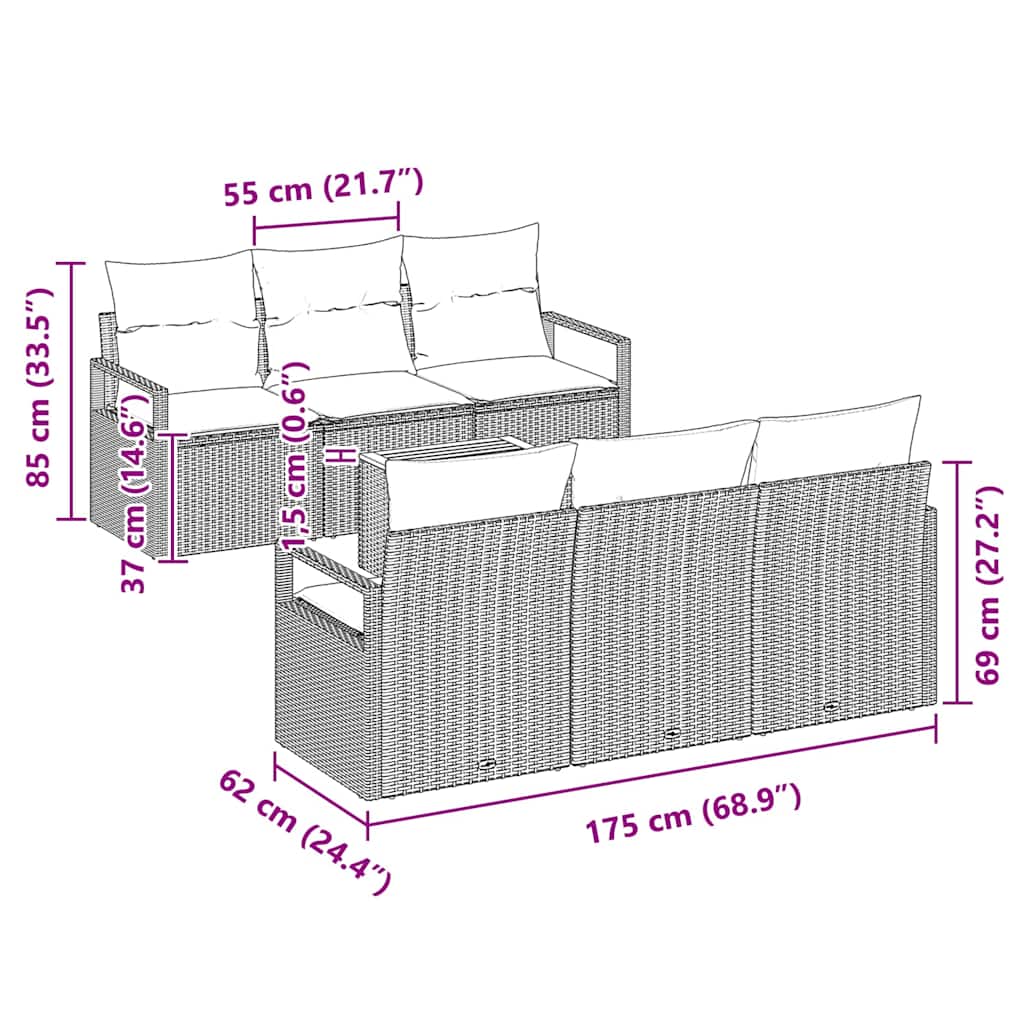 Tuinbankenset met kussen 7 pcs Beige poly rattan is nu te koop bij PeponiXL, paradijselijk wonen!