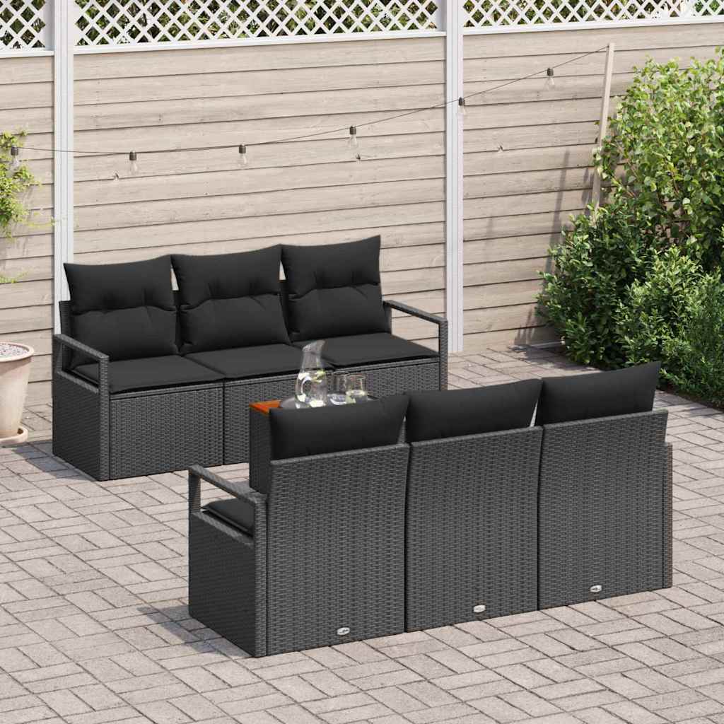 Tuinbankenset met kussen 7 pcs Zwart poly rattan is nu te koop bij PeponiXL, paradijselijk wonen!