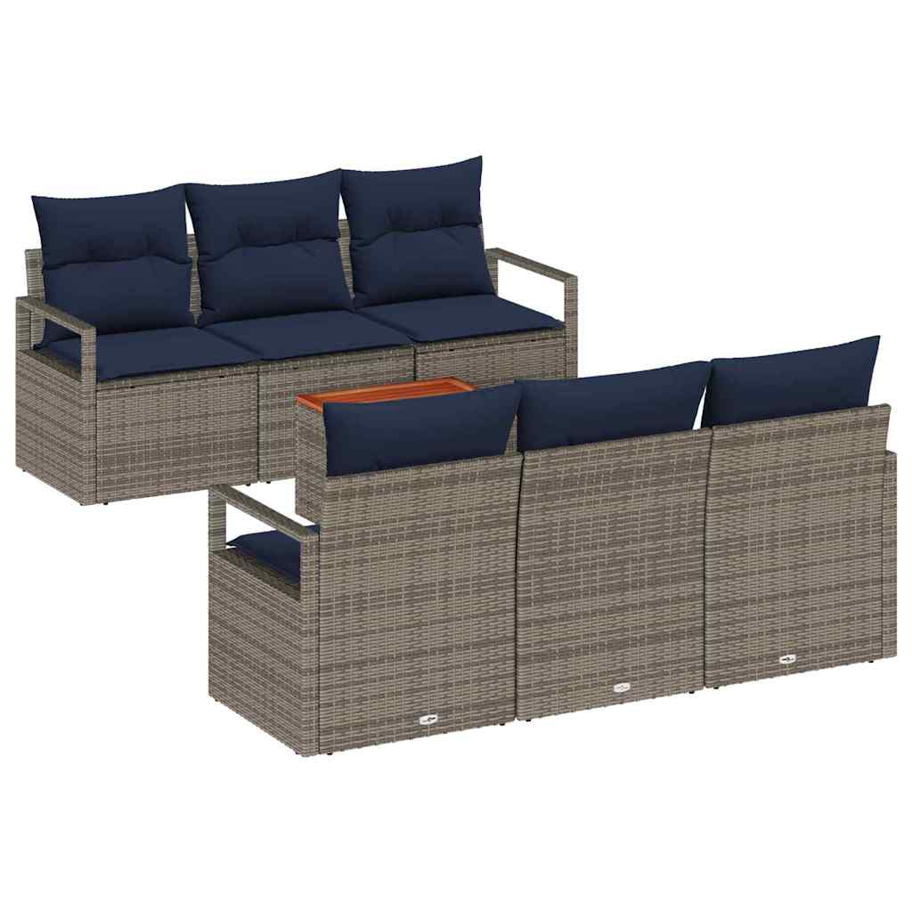 Tuinbankenset met kussen 7 pcs Grijs poly rattan is nu te koop bij PeponiXL, paradijselijk wonen!